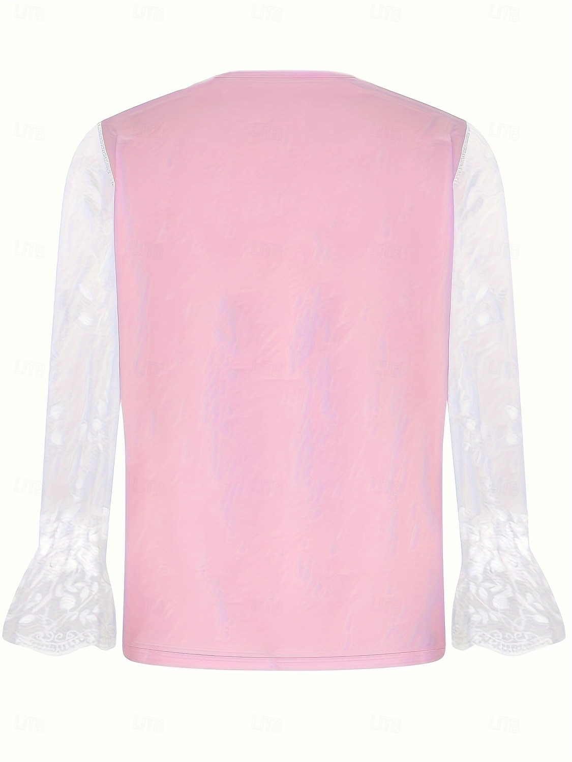 női valentin szív póló csipke toldás felső elegáns divat aranyos szív grafika normál felsők hosszú ujjú lámpás ujjú nyak csipke patchwork rendes fit party valentin nap 2025 - $21.99 –P4