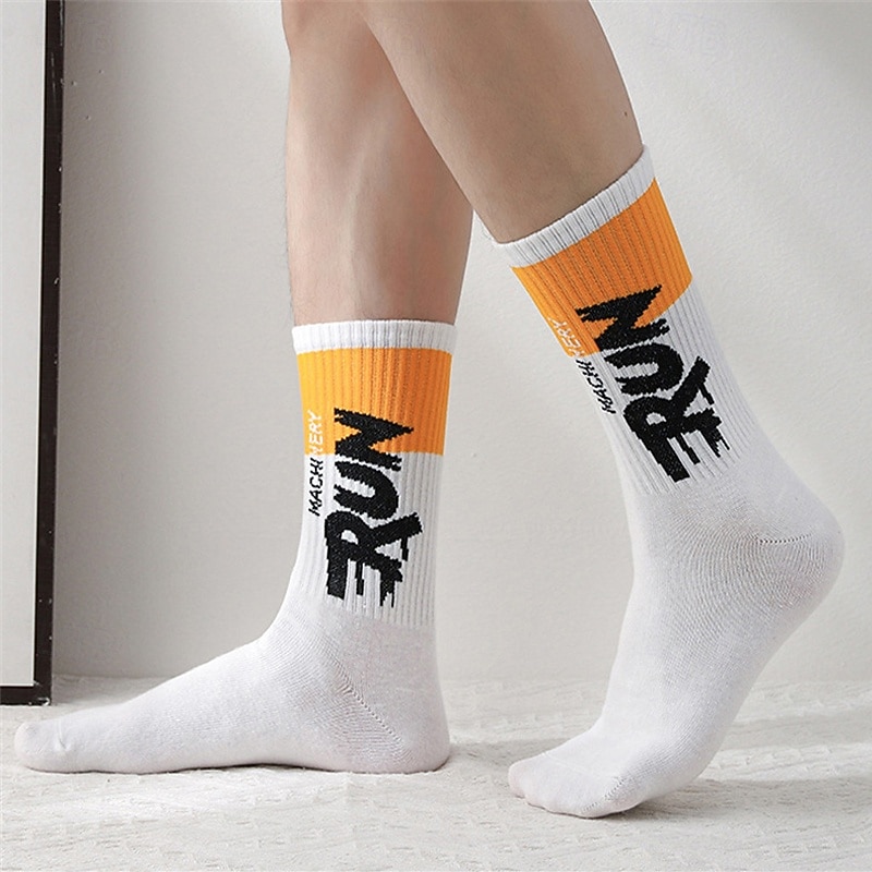 בגדי ריקוד גברים 5 זוגות רב חבילות גרביים גרבי צוות גרביים לריצה גרביים ליומיום שחור לבן צבע קולור בלוק אותיות חופשה ספורט וחוץ יומי בסיסי בינוני אביב סתיו אופנתי יום יומי 2026 - $15.49 –P10