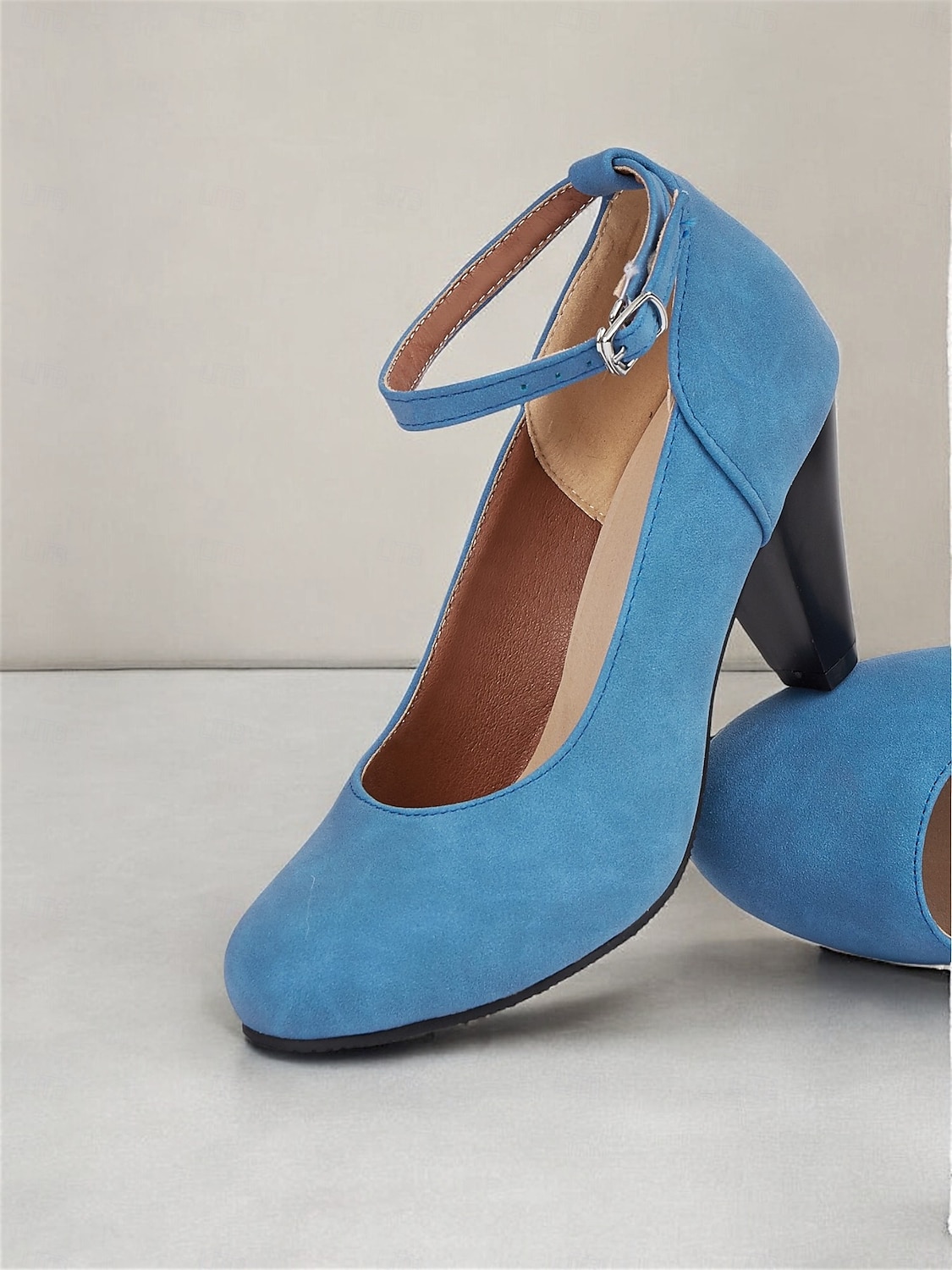escarpins élégants à bride à la cheville en daim bleu pour femmes avec talon bloc - parfaits pour les mariages et les occasions spéciales de 2025 ? $42.99 –P6