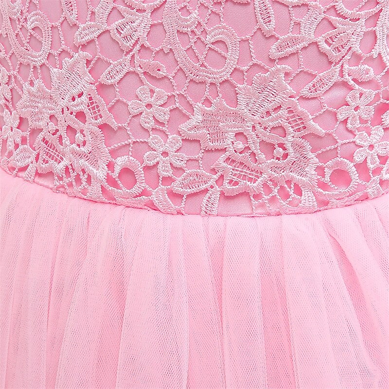 Vestido para Meninas das Flores Crianças Para Meninas Vestido de princesa Espetáculo Casamento Festa Elegante Lindo Com Transparência Côr Sólida Sem Manga Gola Redonda Branco Rosa 4 anos + de 2025 por $42.99 –P14