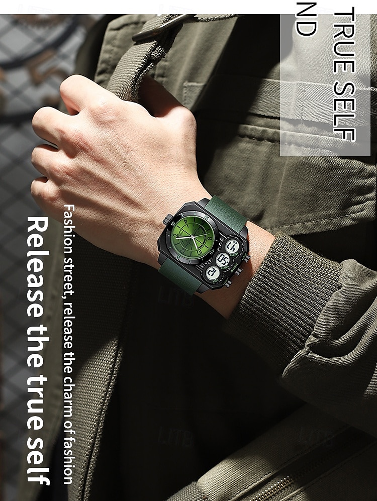 SANDA Мужчины электронные часы На открытом воздухе Мода Повседневные часы Наручные часы Светящийся будильник С тремя часовыми поясами Календарь ТПУ Часы 2026 - $26.99 –P12