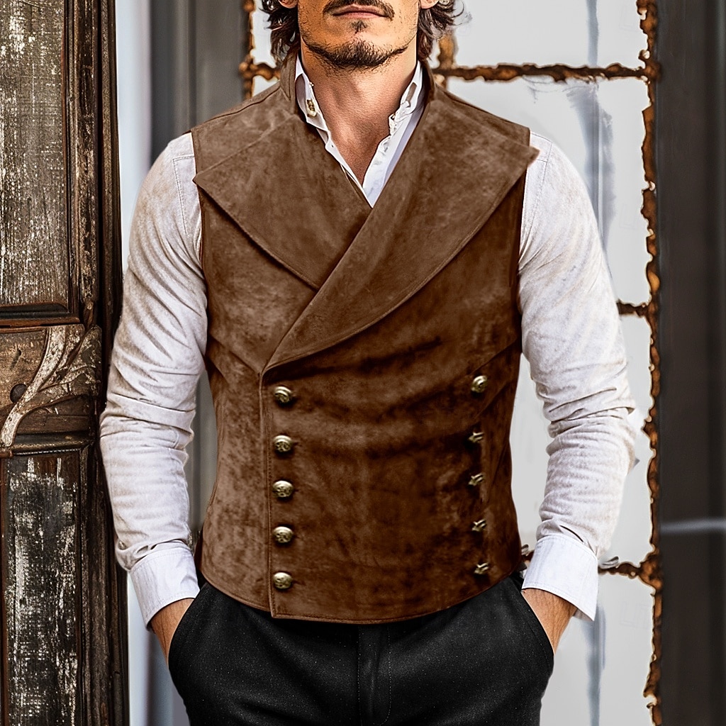 Miesten Mokkamainen liivi Loma Arki-asut Bile Vintage-tyyli Tyylikästä ja modernia 봄 & Syksy Napit Polyesteri Mukava Tavallinen Kaksirivinen Kuningatar Anne Normaali Musta Rubiini Laivaston sininen 2026 - $39.99 –P6