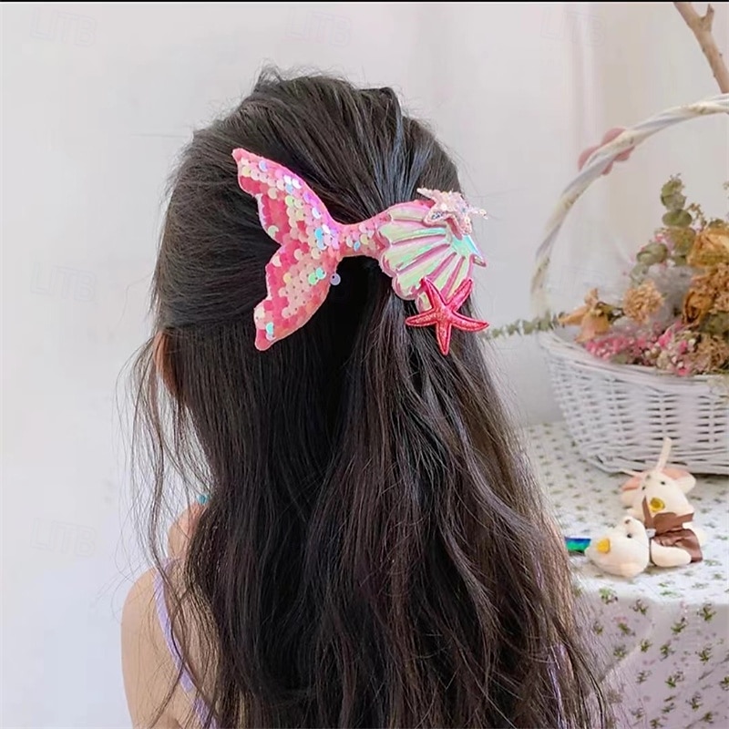 kinderkleidung Mädchen Haarzubehör Aktiv Süß Party Geburtstag Meerjungfrau Weiß Rosa 2025 - $3.99 –P8