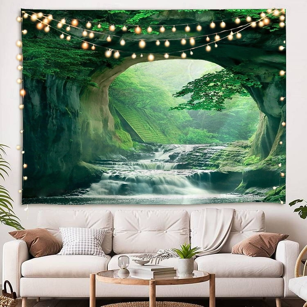 természet vízesés függő gobelin fal művészet nagy kárpit falfestmény dekoráció fénykép háttér takaró függöny otthon hálószoba nappali dekoráció 2025 - $17.99 –P3