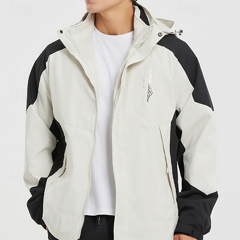 Herren Soft Shell Jacke Wanderjacke Winter Draussen Patchwork warm Fleece-Futter Windundurchlässig Wasserdicht 3-in-1-Jacke Winterjacken Windbreaker-Jacke Reisen Dunkelgrau Schwarz Elfenbein Gelb Rot 2025 - $84.99 –P2