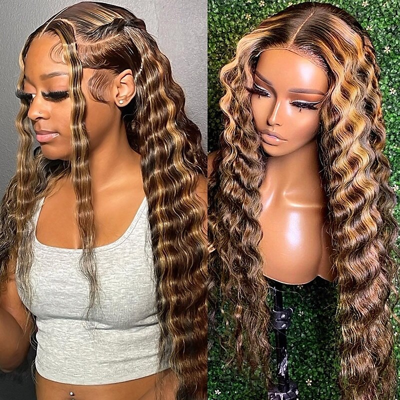4x4 Human Hair Highlights P4/27 Front Lace Loose Deep Wig 150% Density 2025 - $191.99 –P1