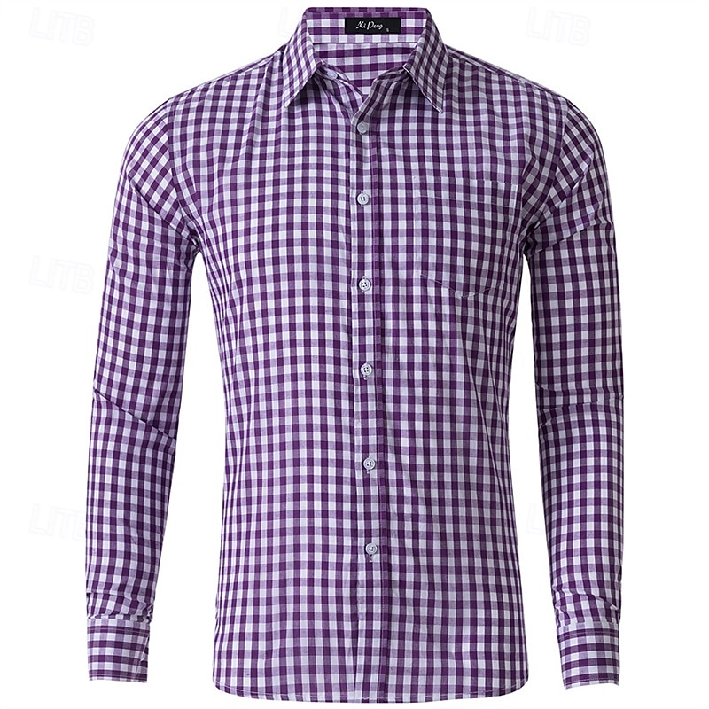 Men's Shirt Dress Shirt Button Up Shirt Plaid Wedding Party Black Pink Red Brown Long Sleeve Lapel Spring &  Fall Clothing Apparel 2025 - $29.99 –P13