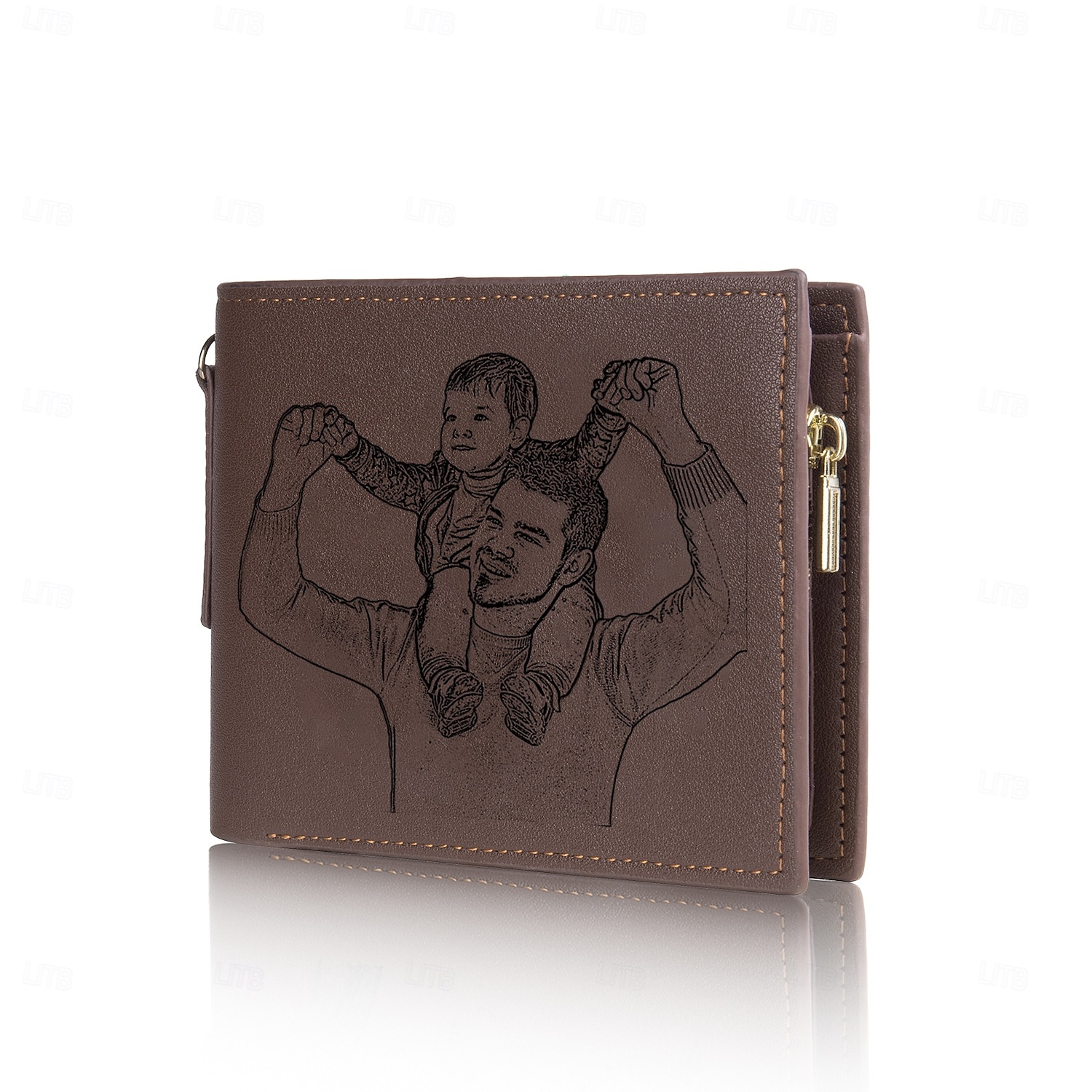Personalized Photo Engraved Leather Wallet Custom Best Gift for Dad, Bifold Wallet with Chain for Men, Husband, Son, Father's Day, Birthday, Christmas 2025 - $24.99 –P8