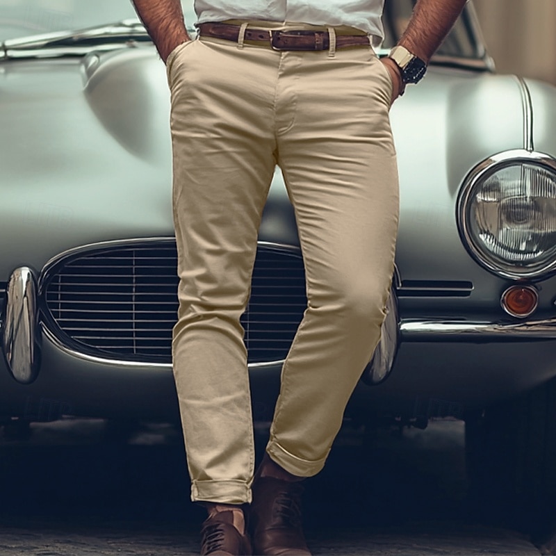 Herren Hose Hosen Chinesisch Chino Chino Hosen Freizeithose Knopf Vordertasche Glatt Komfort Weich Geschäft Täglich Ausgehen Modisch Strassenmode Hellkaki Schwarz Mikro-elastisch 2025 - $28.99 –P2