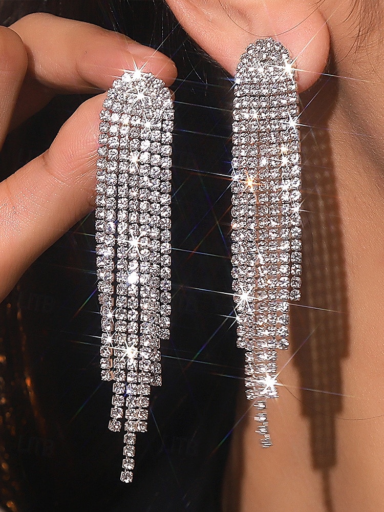 dames oorbellen met strass-kwast - sprankelende statement sieraden voor bruiloften, feesten en avondevenementen 2026 - $11.99 –P1