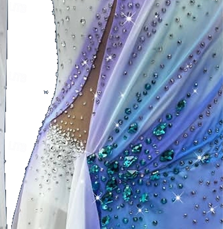 Rochie de Patinaj Artistic Pentru femei Fete Πατινάζ στο πάγο Rochii Alb Mâneci cu Gaura Vopsirea Halo Înaltă Elasticitate Profesional Competiție Ținută Patinaj Termic cald Cristale / Strasuri Manșon 2025 - $285.39 –P4