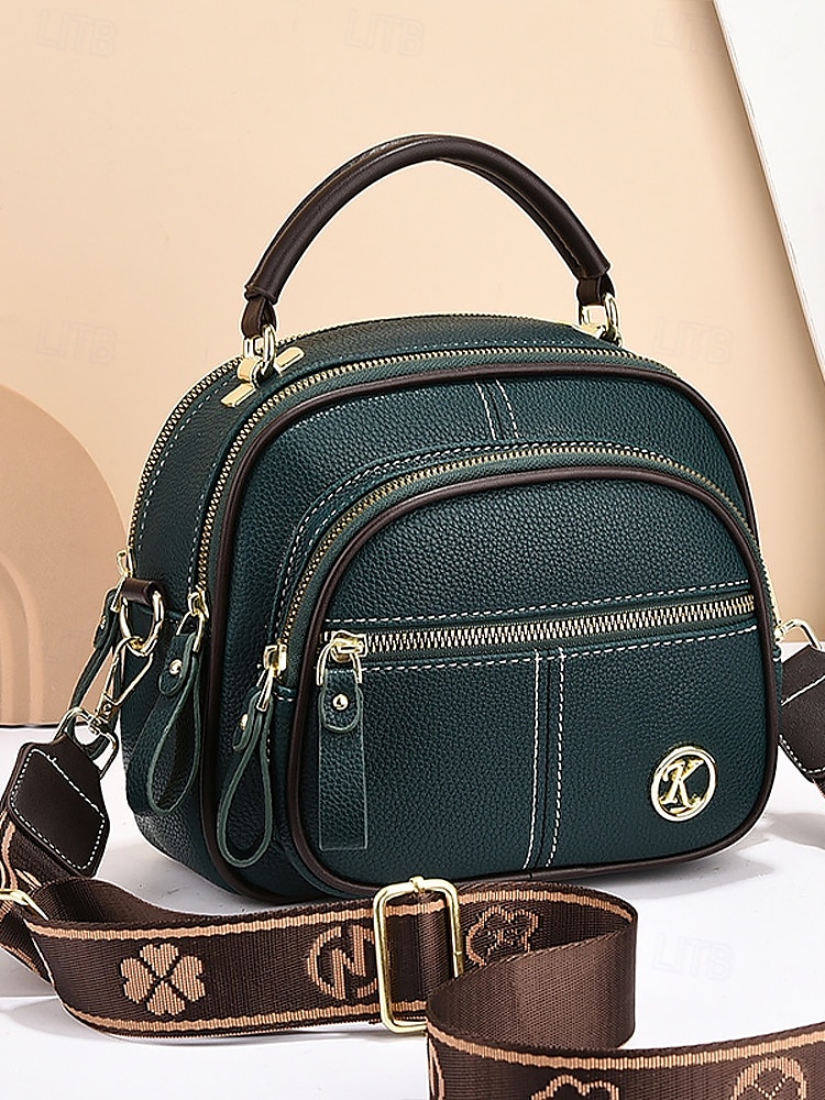 borsa a tracolla da donna in similpelle rossa con tracolla regolabile, più scomparti con cerniera e design compatto: perfetta per lavoro, viaggi e uso quotidiano del 2025 a $34.99 –P11