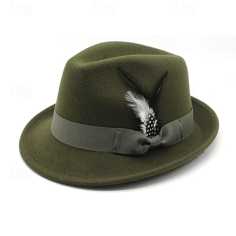 Men's Kentucky Derby Hat Sun Hat Cowboy Hat Fedora Trilby Hat Black Red Woolen Vintage Style Fashion 18th Century State of Texas Daily Theme Party Solid / Plain Color Sunscreen Cosplay 2025 - $10.99 –P5