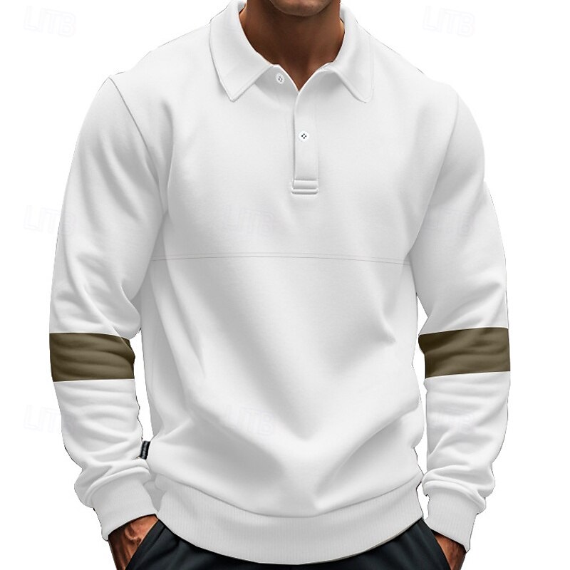 Men's Golf Shirt Golf Polos Shirts Work Casual Lapel Long Sleeve Basic Modern Color Block Patchwork Buttons Spring &  Fall Regular Fit Black White Army Green Khaki Gray Golf Shirt 2025 - $25.99 –P2