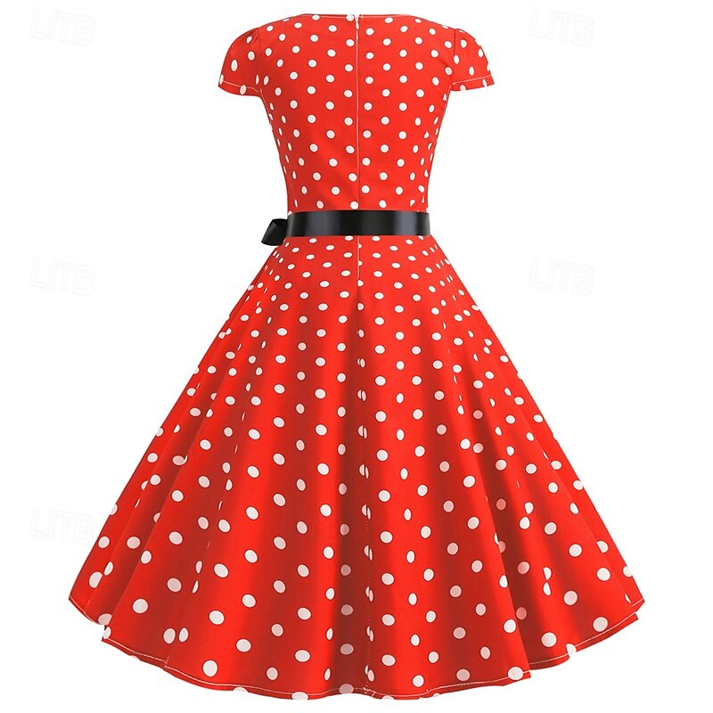 Elegant Classical 1950s Dress Polka Dot A-Line Women's Valentine's Day Event / Party Date Tea Party Adults' Dress Spring & Summer 2025 - GBP £15 –P6