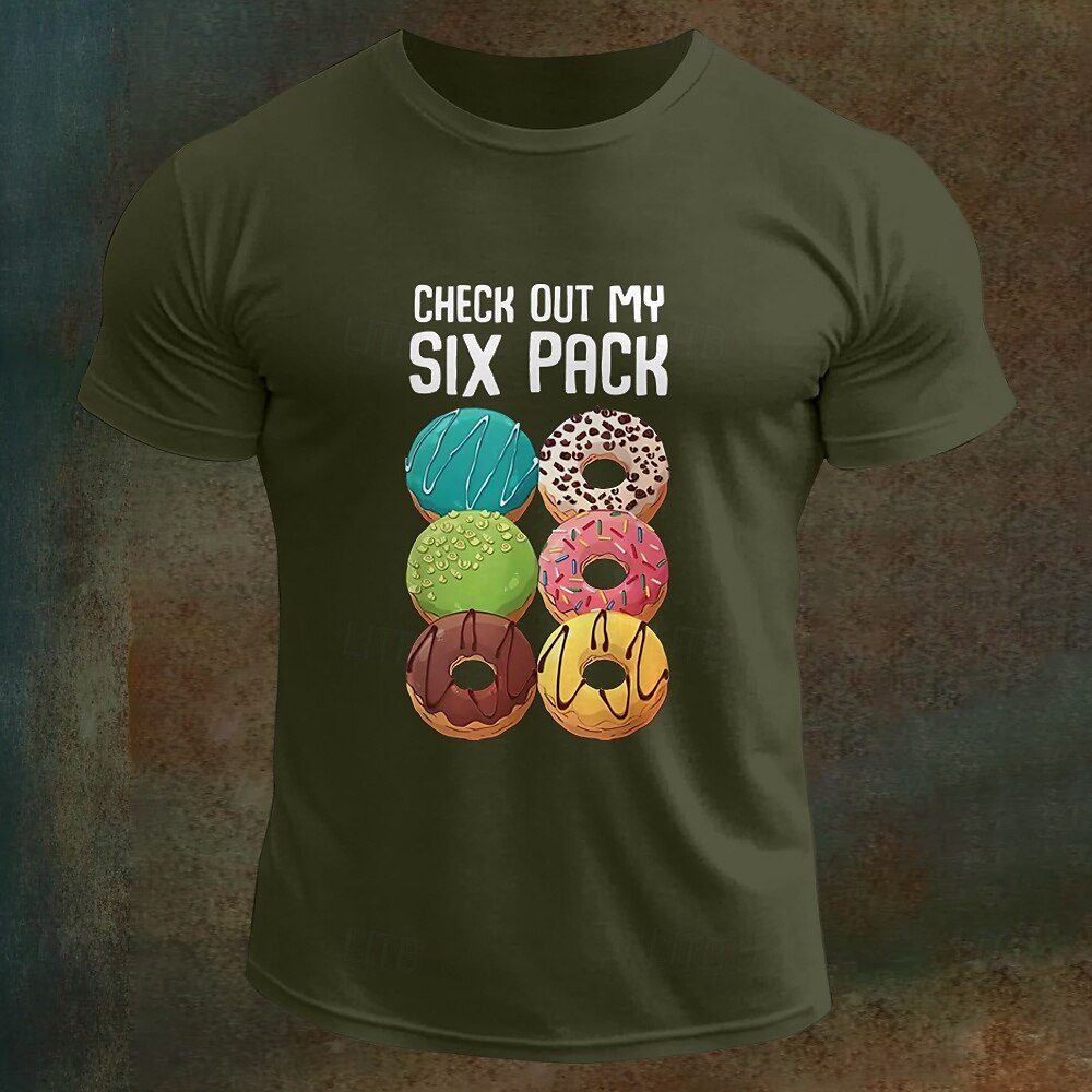 Men's Letter Printed Funny Donuts T Shirt Tee Top 100% Cotton Short Sleeve Graphic Shirt Black White Army Green Comfortable Tee Vacation Street Fashion Designer Clothing 2025 - $15.99 –P2