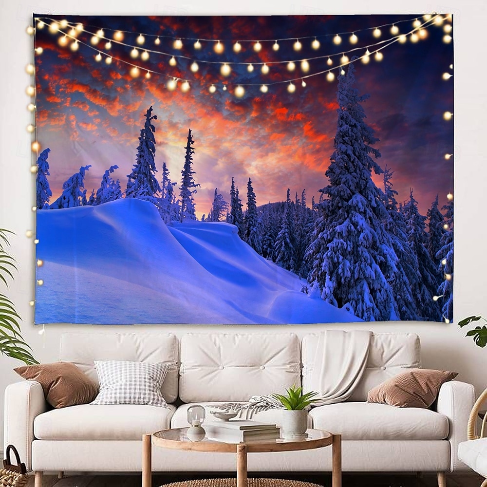 Tapiz colgante de pared con diseño de país de las maravillas invernal, tapiz grande, decoración mural, fotografía, telón de fondo, manta, cortina, decoración del hogar, dormitorio, sala de estar, 2026 - $20.99 –P7