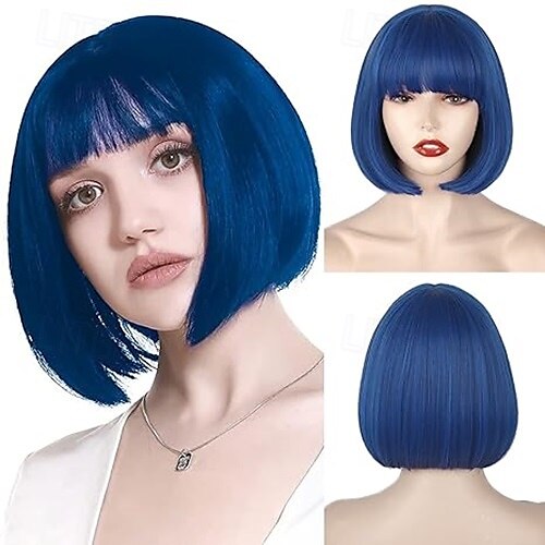 parrucca corta bob con frangia parrucca bob dritta per donna parrucca bob fibra resistente al calore per cosplay del 2025 a $18.49 –P3