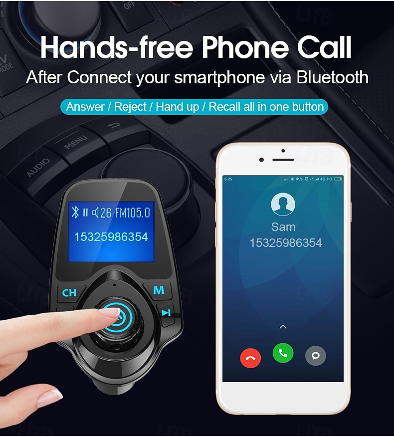 FM Transmitter AUX Audio Stereo Receiver Car MP3 Player Dual USB Car Charger Handfree BT 5.0 Car Kit 2025 - $43.99 –P6