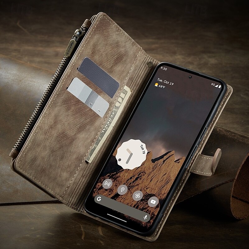 téléphone Coque Pour Google Pixel 9 Pro Pixel 9 Pro XL Pixel 8 Pro Pixel 8 Pixel 9 Portefeuille Avec Support Magnétique fermeture Éclair Rétro TPU faux cuir de 2025 ? $24.99 –P3