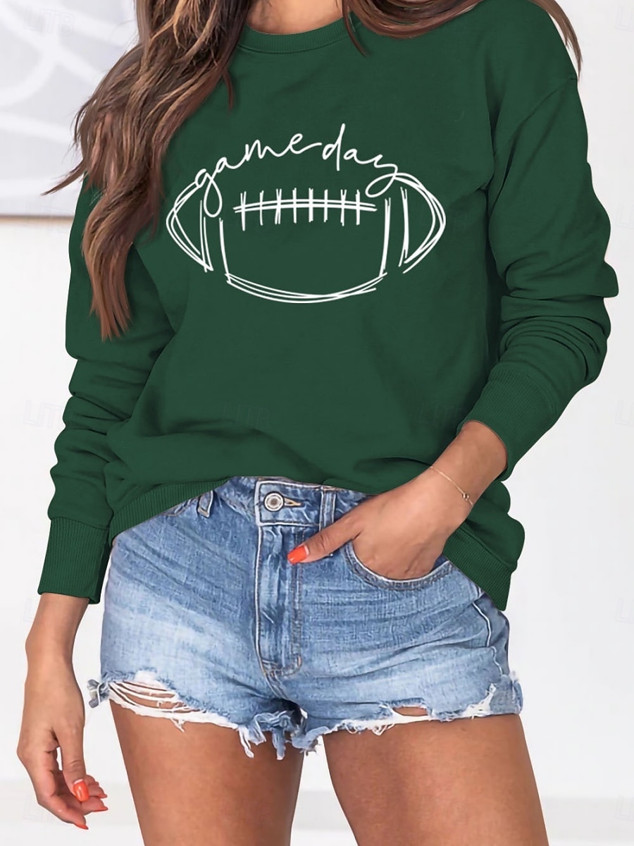 Per donna Pop art Informale Manica lunga Girocollo Top regolari Strada Da giorno Stampa Nero Verde Cachi Autunno Inverno del 2025 a $35.99 –P3