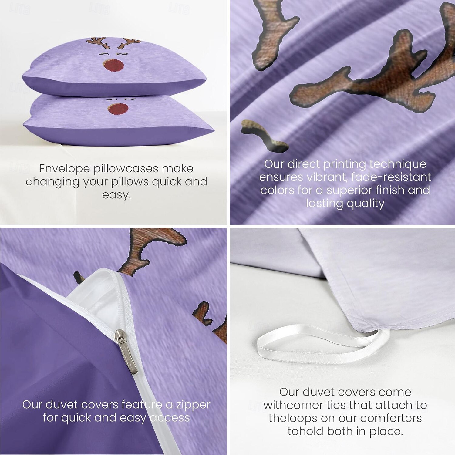 Bettbezug-Set mit Rentier-Aufdruck, 100 % Baumwolle, weiches und gemütliches Bettwäsche-Set mit weihnachtlichem Rentier-Design, perfekt für die Wintersaison, stilvolle Schlafzimmerdekoration, pflegeleicht, maschinenwaschbar 2025 - $60.99 –P14