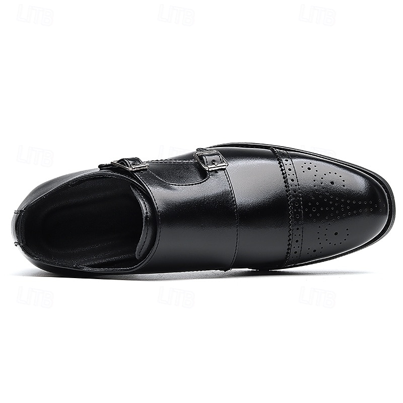 Men's Brown Faux Leather Double Monk Strap Dress Shoes with Brogue Detailing, Classic Style for Wedding, Formal and Business Wear 2025 - $54.99 –P8