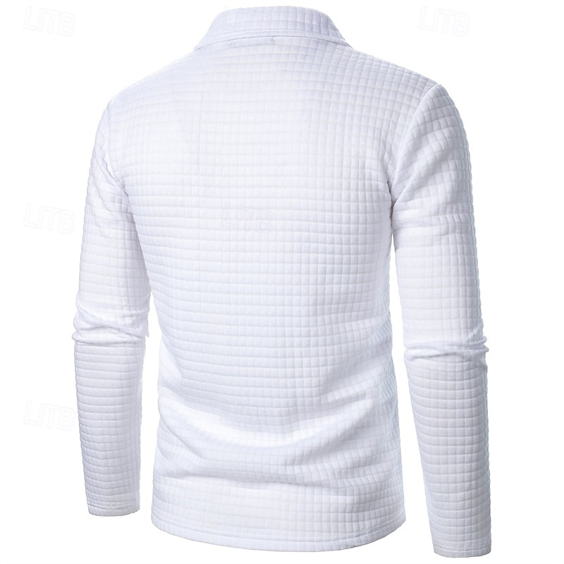 Férfi Gofris pólóingek Quarter Zip Polo Napi Szabadság Negyed irányítószám Hosszú ujj Divat Modern Sima Tavasz Ősz Normál Fekete Fehér Bor Sötétkék Khakizöld Katonai zöld Gofris pólóingek 2025 - $16.49 –P9
