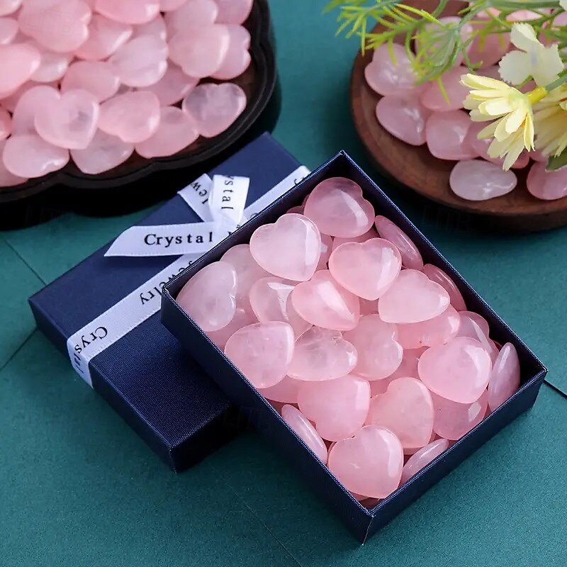 alla hjärtans dag hjärtformad sten presentförpackning, 2 cm rosékvarts hjärtsten, naturlig persika rosékvarts, hjärtformad kristallsten i presentförpackning, romantisk present till älskare 2025 - $13.99 –P6