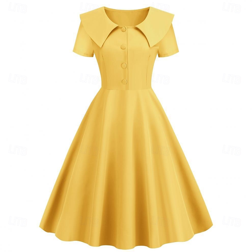 Retro 50. léta Rockabilly Polední Šaty Šaty na šaty Rozevláté Do V Maškarní kostým Dámské předvečer Všech svatých Karneval Valentýna Čajový dýchánek Retro tematická párty Dospělé Šaty Léto 2025 - $25.99 –P13