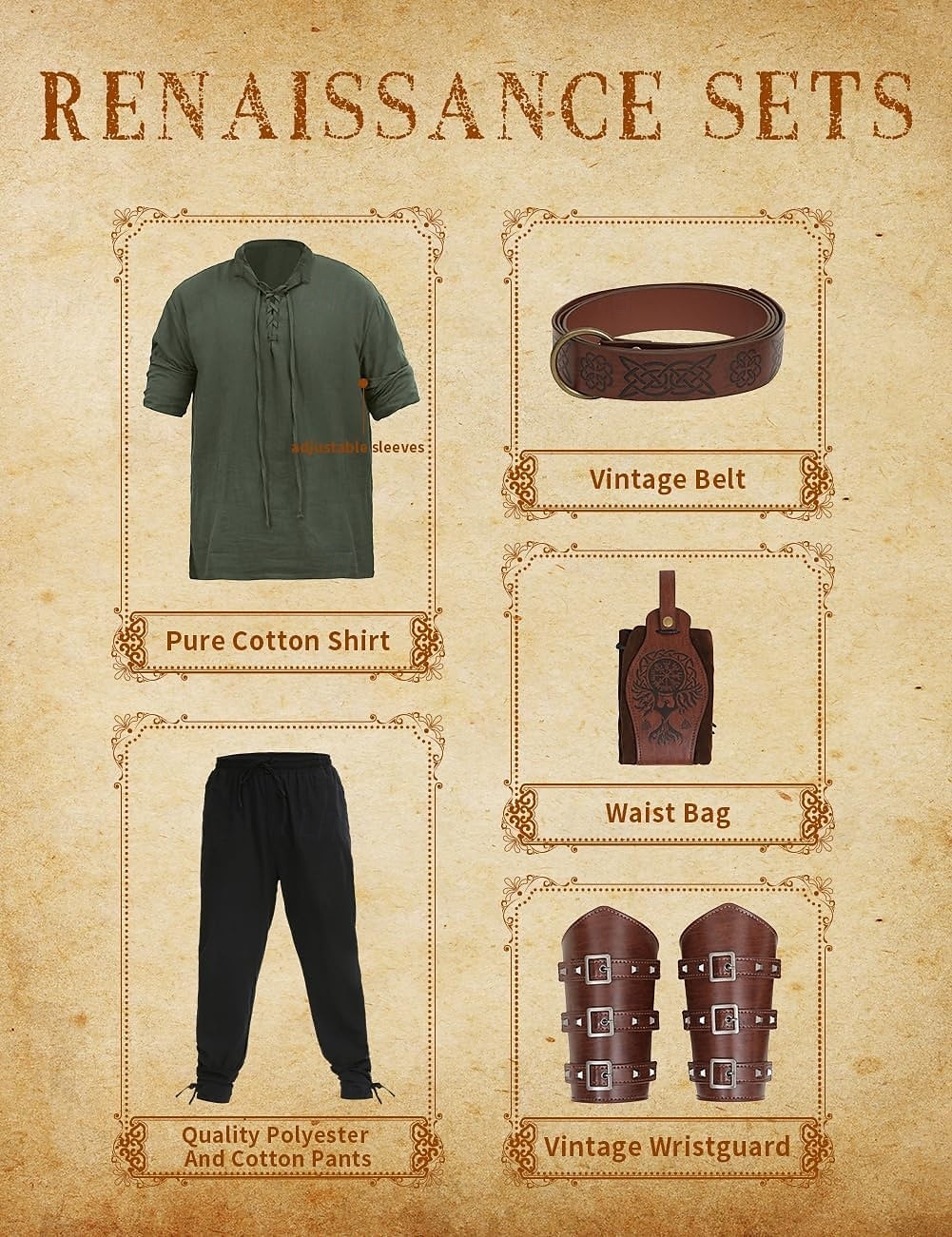 Retro Středověké Renesanční Kalhoty Úbory Pásek Ren Faire Pánské Viking Fantazie předvečer Všech svatých Karneval Plesová maškaráda Karneval Výkon LARP Dospělé Tričko Kalhoty Pásek 2025 - $51.99 –P2