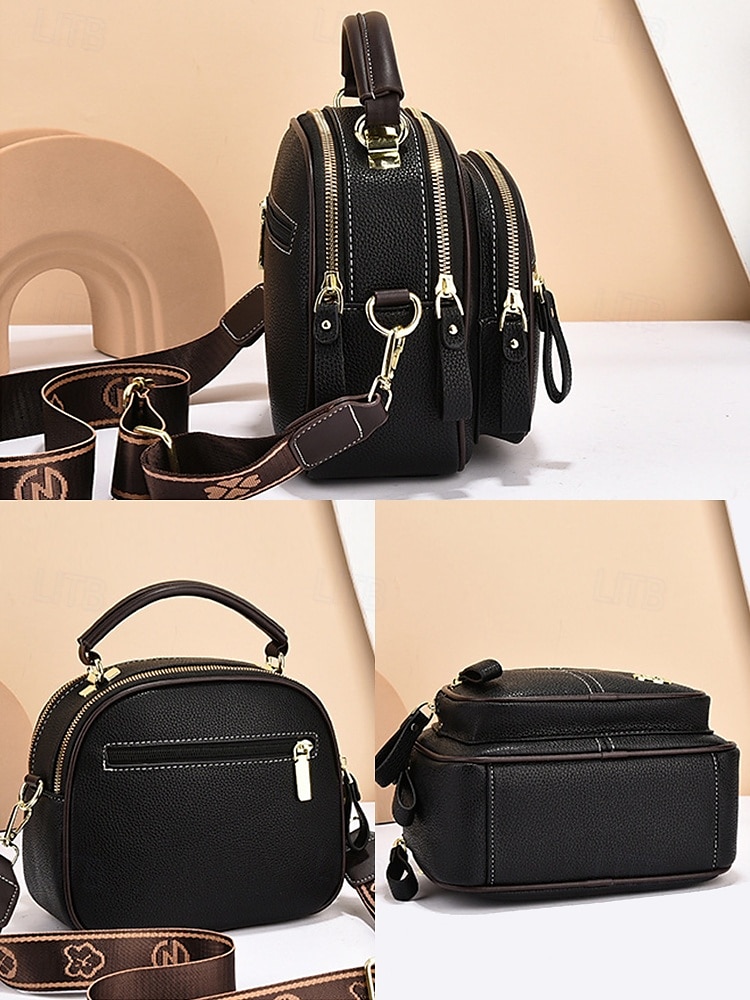 borsa a tracolla da donna in similpelle rossa con tracolla regolabile, più scomparti con cerniera e design compatto: perfetta per lavoro, viaggi e uso quotidiano del 2025 a $34.99 –P5