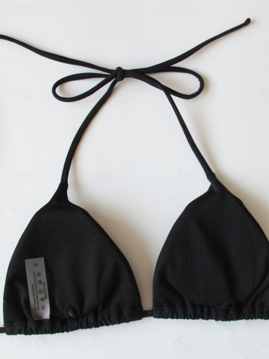 Dames Zwemkleding Bikini 2 stuks String Zwempak Blote rug Slank Vakantie Strand Kleding Effen Kleur Halternek Mouwloos Lange mouw Badpakken 2025 - $31.99 –P6