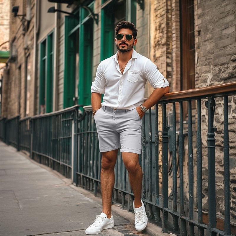 Men's Dress Shorts Work Shorts Casual Shorts Golf Shorts Pocket Straight Leg Solid Colored Comfort Wearable Knee Length Outdoor Daily Streetwear Stylish Black Brown 2026 - $25.99 –P3