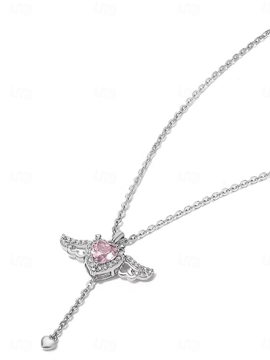 collier en cuivre mode femme mignon classique ange joli collier en forme de coeur pour fête quotidienne Saint Valentin de 2025 ? $18.99 –P1
