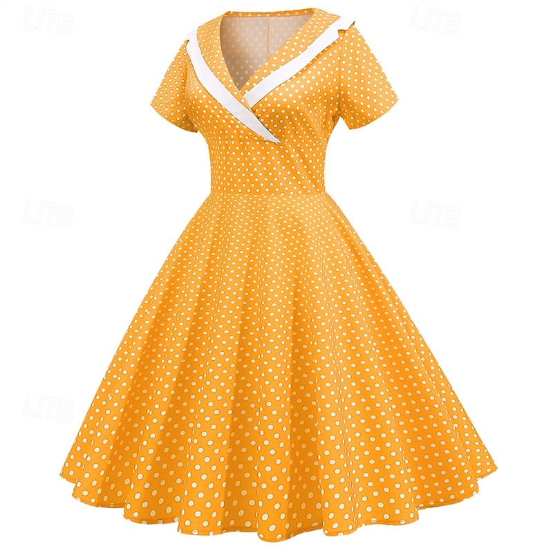 Elegante Classico Anni 1950 Vestito A Pois Linea ad A Costume Per donna San Valentino Evento / Festa Data Tè Adulti Vestito Primavera & Estate del 2025 a $21.99 –P8