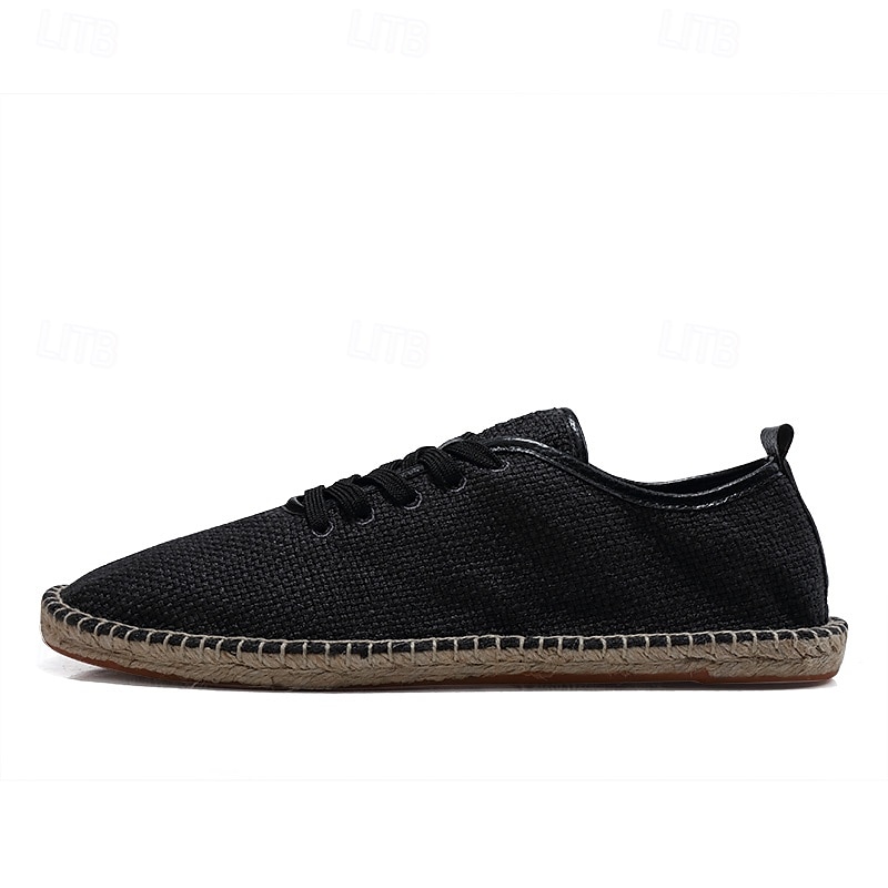 scarpe espadrillas da uomo in tela beige con lacci e suola in corda di juta – comode calzature estive casual del 2025 a $32.99 –P8
