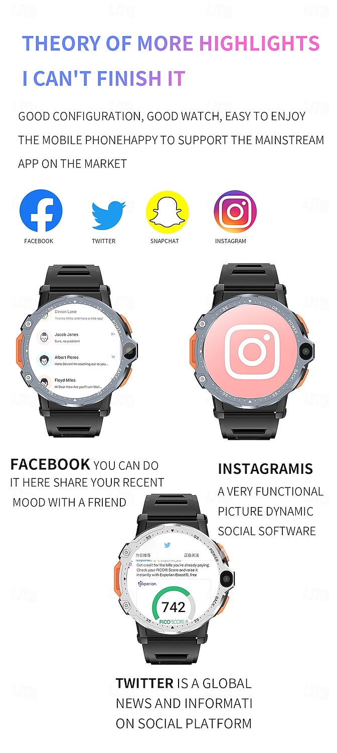 iMosi PG999 Smart Watch 1.54 inch 4G LTE Cellular Smartwatch Phone 4G Pedometer Call Reminder Heart Rate Monitor Compatible with Null Men GPS Long Standby Hands-Free Calls IP 67 43mm Watch Case 2025 - $94.99 –P16