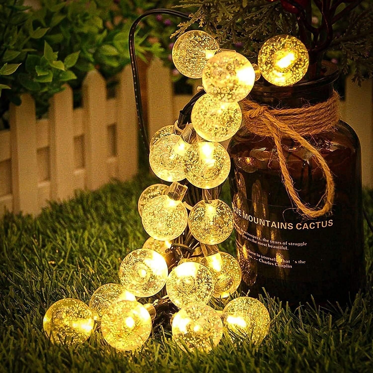 Luzes de corda solares de 7 m, 50 LEDs, el 5 mm, branco quente/branco frio/azul, luzes de festa de fim de ano movidas a energia solar com suporte de montagem para natal, casamentos e eventos ao ar de 2025 por $20.99 –P4