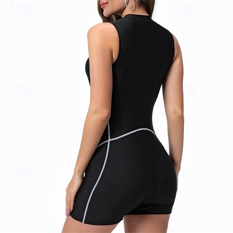 Femme Maillot Anti UV Maillot de bain 1 pièce Protection solaire UV UPF50+ Poids Léger Sans Manches Spandex Le Maillot de corps Maillot de bain Zip sur le devant Natation Surf Plage Sports nautiques de 2025 ? $23.19 –P3