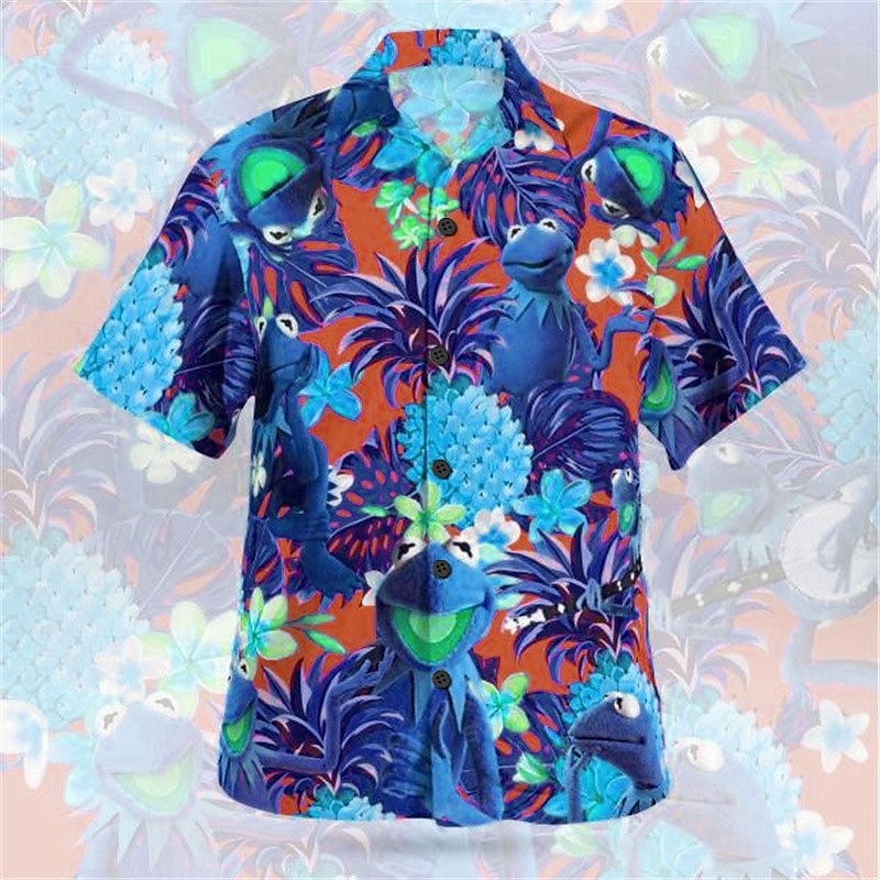Per uomo Pop art Ananas Hawaiano Camicia Camicia estiva Camicia hawaiana Manica corta Camicia Collo ripiegabile Hawaiano Originale Informale Esterno Strada Informale Rosso verde Verde chiaro Blu Con del 2025 a $3.09 –P4