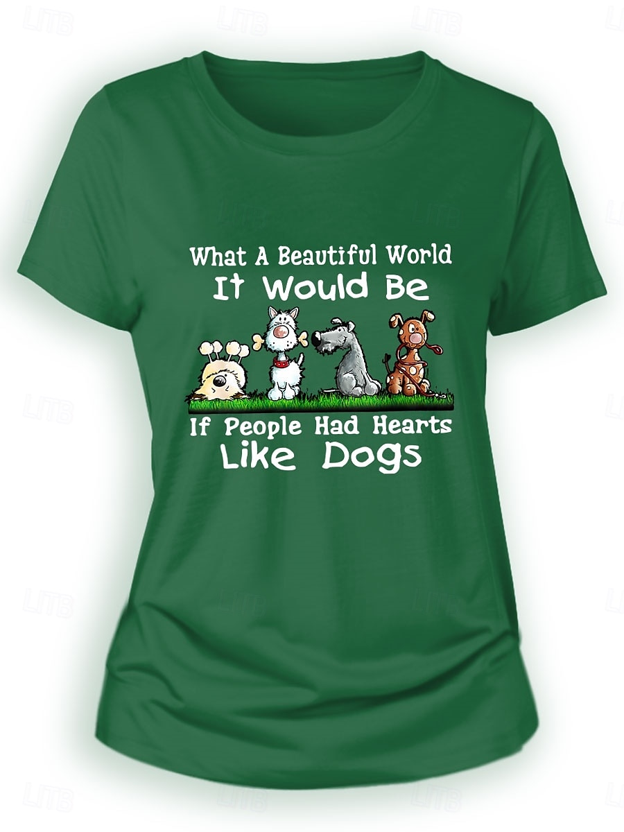 Women's 100% Cotton T Shirt Casual Animal Regular Tops Short Sleeve Round Neck Print Regular Fit Daily Black Blue Green Summer 2025 - $19.99 –P4