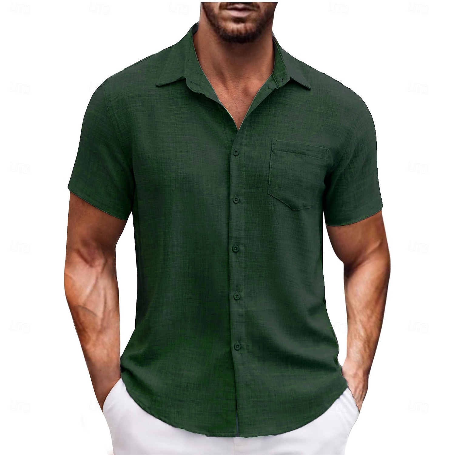 Men's Shirt Summer Shirt Casual Shirt Beach Shirt Button Up Shirt Black Navy Blue Dark Green Brown Light Grey Short Sleeve Plain Vacation Daily Clothing Apparel Fashion Casual Comfortable 2026 - $25.99 –P6