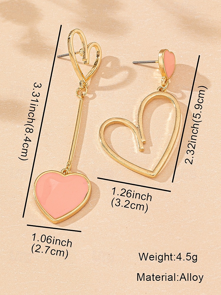 brincos femininos de coração com glitter, design em camadas rosa e branco, joias leves e modernas para o dia dos namorados, festas e presentes de 2025 por $7.99 –P5