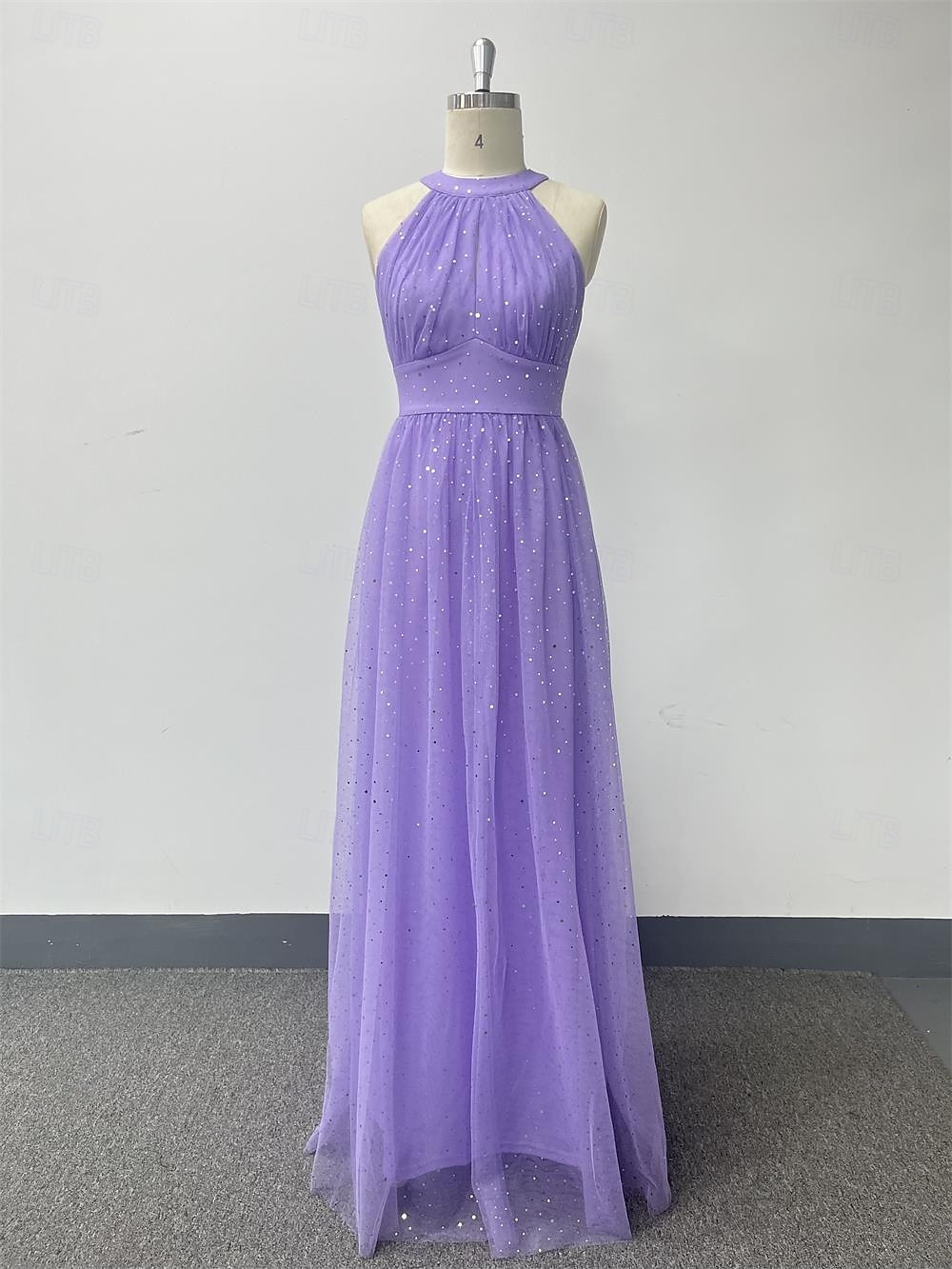 A-line šaty pro svatební hosty elegantní šaty svatební hosti na večírky maximální délky bez rukávů halterneck podzimní svatební host tulle s mašlí 2025 - $80.99 –P1