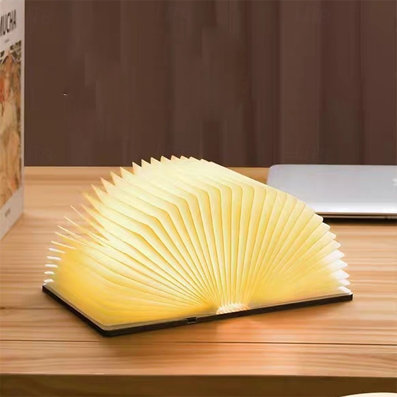 Wooden Folding Book Lamp Foldable LED Book Light 3-Light-Color Bedside Night Light for Home 2025 - $33.99 –P5