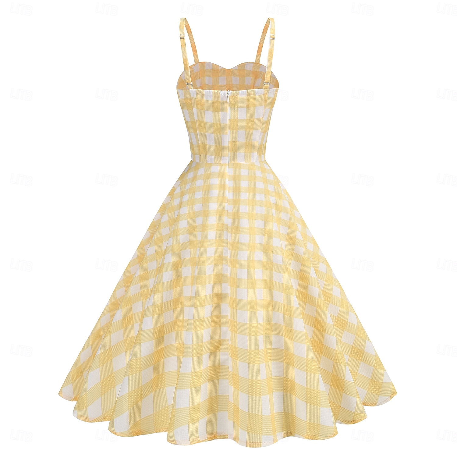 Retro Vintage 1950er Rockabilly Knielang Kleid Swing-Kleid Ausgestelltes Kleid Spaghetti-Träger Tupfen Kariert / Gingham A-Linie Damen Karneval Urlaub Alltagskleidung Junggesellinnenabschiedsparty 2025 - $34.99 –P15