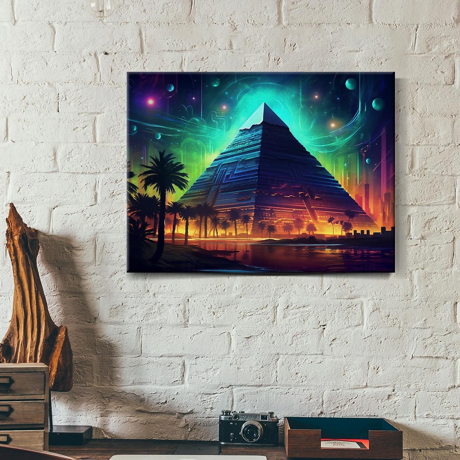 Décoration murale en toile à LED trippante en forme de pyramide, décoration murale éclairée par LED, impression sur toile éclairée à piles 2AA, lumière LED pour cuisine, chambre à coucher ou de 2025 ? $50.99 –P1