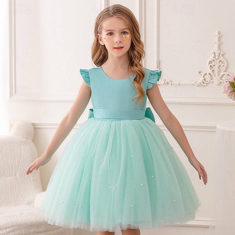 Bloemenmeisjesjurk kinderen Voor meisjes Prinses jurk Prestatie Bruiloft Feest Elegant Mooi Netstof Effen Kleur Mouwloos Strakke ronde hals Lichtgeel Licht Roze 4 jaar + 2025 - $30.99 –P7