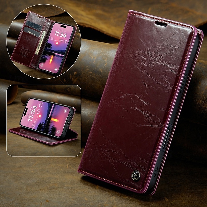 telefon Etui Til iPhone 16 15 14 Pro Max Plus iPhone 13 12 11 Pro Max Flip deksel med stativ Magnetisk Kortspor Kontor / Bedrift TPU PU lær 2025 - $15.99 –P9